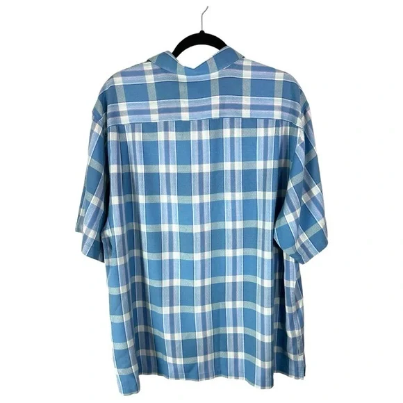 Tommy Bahama 100% Silk Short Sleeve Button Down Shirt Blue Size XL